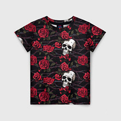 Детская футболка Черепа с алыми розами