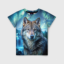Детская футболка Волк и водопад