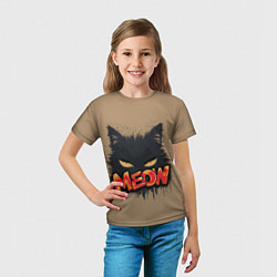 Футболка детская Силуэт кошки мяу, цвет: 3D-принт — фото 2