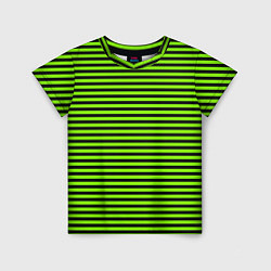 Детская футболка Кислотный зелёный в чёрную полоску