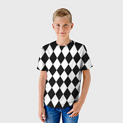 Футболка детская Арлекин черно-белый, цвет: 3D-принт — фото 2