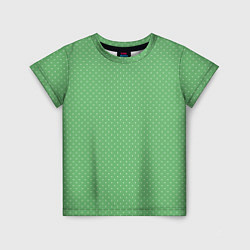 Детская футболка Светлый зелёный в маленький белый горошек