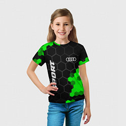 Футболка детская Audi green sport hexagon, цвет: 3D-принт — фото 2