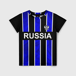 Детская футболка Россия- черно-синяя униформа