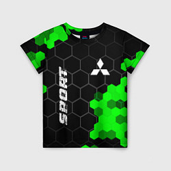 Детская футболка Mitsubishi green sport hexagon
