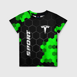 Детская футболка Tesla green sport hexagon
