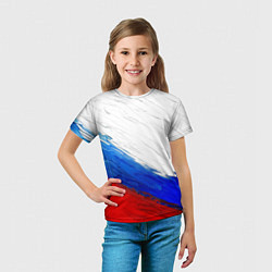Футболка детская Триколор красками, цвет: 3D-принт — фото 2