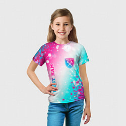 Футболка детская West Ham neon gradient style вертикально, цвет: 3D-принт — фото 2