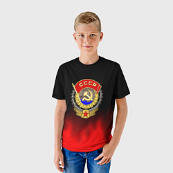 Футболка детская СССР патриотический значок с серпом, цвет: 3D-принт — фото 2