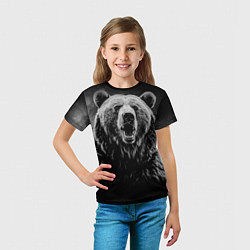 Футболка детская Большой бурый медведь оскал, цвет: 3D-принт — фото 2