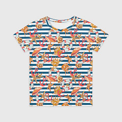 Футболка детская Морской узор в полоску, цвет: 3D-принт