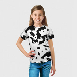 Футболка детская Черно белый пятнистый узор, цвет: 3D-принт — фото 2