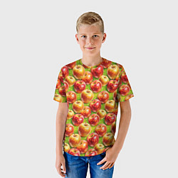 Футболка детская Вкусные яблоки паттерн, цвет: 3D-принт — фото 2