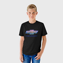 Футболка детская Chevrolet logo neon, цвет: 3D-принт — фото 2