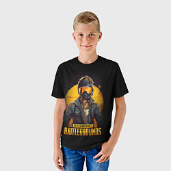 Футболка детская PUBG игрок на закате черный фон, цвет: 3D-принт — фото 2