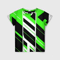 Детская футболка Black and green stripes on a white background