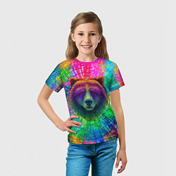 Футболка детская Разноцветный неоновый медведь, цвет: 3D-принт — фото 2