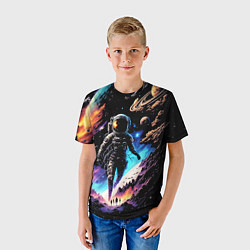 Футболка детская Космонавт среди планет в космосе, цвет: 3D-принт — фото 2