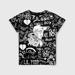 Детская футболка Lil Peep pattern автографы лого