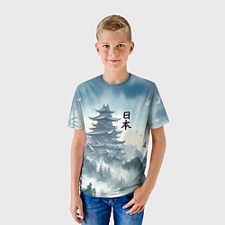 Футболка детская Японская пагода в тумане - нейросеть, цвет: 3D-принт — фото 2