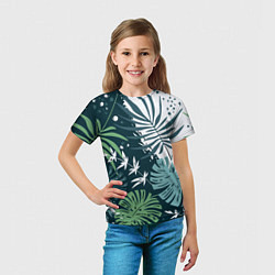 Футболка детская Листья тропических джунглей абстракция, цвет: 3D-принт — фото 2