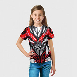 Футболка детская Абстрактный красный череп, цвет: 3D-принт — фото 2