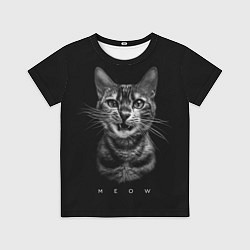 Футболка детская Cat meow black and white - big picture, цвет: 3D-принт
