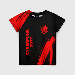 Футболка детская Cyberpunk 2077 - red gradient вертикально, цвет: 3D-принт