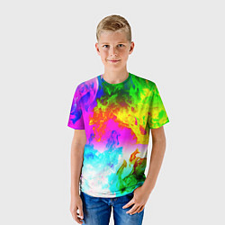 Футболка детская Неоново кислотный огонь, цвет: 3D-принт — фото 2