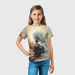 Футболка детская Ретро паровоз с красной звездой, цвет: 3D-принт — фото 2