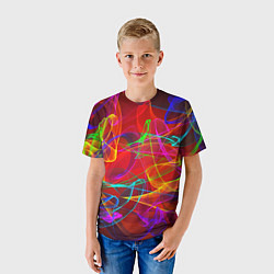 Футболка детская Неоновые волны дыма, цвет: 3D-принт — фото 2