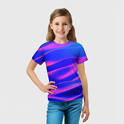 Футболка детская Неоновые волны градиент, цвет: 3D-принт — фото 2