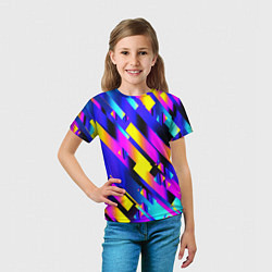 Футболка детская Неоновая геометрия плитка, цвет: 3D-принт — фото 2
