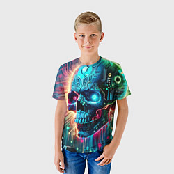 Футболка детская Cool cyber skull - neon glow, цвет: 3D-принт — фото 2