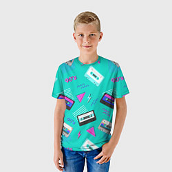 Футболка детская Бирюзовая кассета из 90-х, цвет: 3D-принт — фото 2