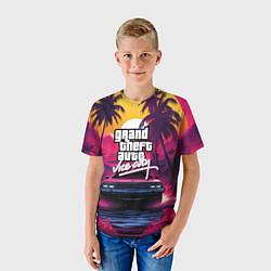 Футболка детская Grand Theft Auto VI - автомобиль на закате, цвет: 3D-принт — фото 2