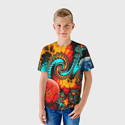Футболка детская Фрактальный узор из фигур, цвет: 3D-принт — фото 2