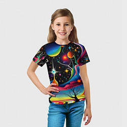 Футболка детская Необычная планета и космос в стиле Сальвадор Дали, цвет: 3D-принт — фото 2