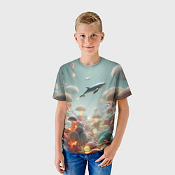 Футболка детская Кит среди гигантских подводных грибов - нейроарт ф, цвет: 3D-принт — фото 2