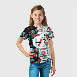 Футболка детская Twenty one pilots glitch pattern, цвет: 3D-принт — фото 2