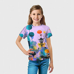 Футболка детская Фантазийный японский паттерн, цвет: 3D-принт — фото 2