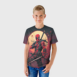Футболка детская Дэдпул самурай, цвет: 3D-принт — фото 2