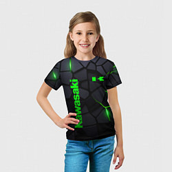 Футболка детская Kawasaki - плиты с эффектом свечения, цвет: 3D-принт — фото 2