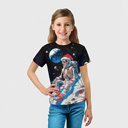 Футболка детская Санта скелет астронавт, цвет: 3D-принт — фото 2