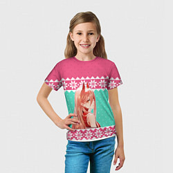 Футболка детская Новогодний свитер Пауэр из Человек-бензопила, цвет: 3D-принт — фото 2