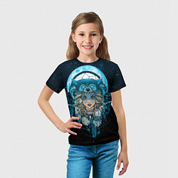 Футболка детская Девушка-шаманка в шапке волка, цвет: 3D-принт — фото 2