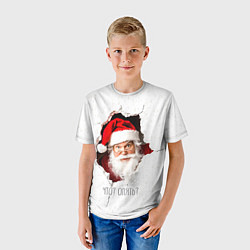 Футболка детская Дед Мороз выглядывает из дыры в стене, цвет: 3D-принт — фото 2