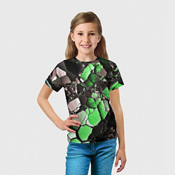 Футболка детская Чёрно-зелёный камень, цвет: 3D-принт — фото 2