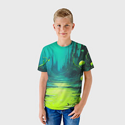 Футболка детская Зелёная кислотная абстракция, цвет: 3D-принт — фото 2