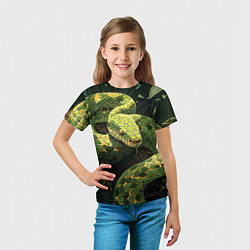 Футболка детская Змея в траве, цвет: 3D-принт — фото 2